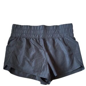 RBX Womens Black Smocked Waist Athletic Running Shorts Size Large Pockets Mesh